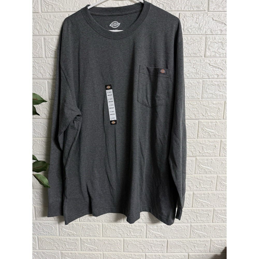 Dickies Mens XL Gray Heavyweight Long Sleeve Pocket T-Shirt Crew Neck NWT